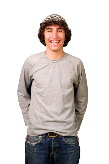 GRAY COTTON JERSEY LONG SLEEVE “RAGLAN” T-SHIRT