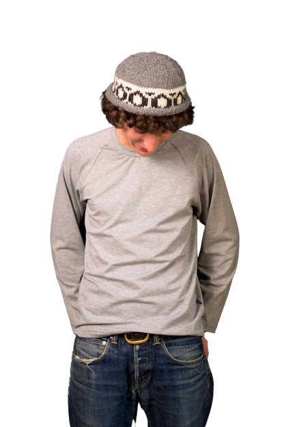 GRAY COTTON JERSEY LONG SLEEVE “RAGLAN” T-SHIRT