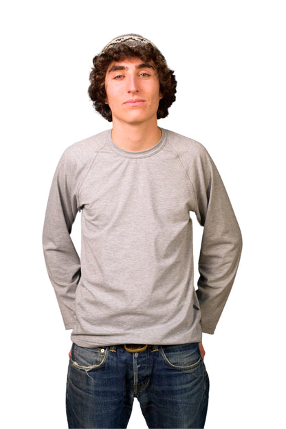 GRAY COTTON JERSEY LONG SLEEVE “RAGLAN” T-SHIRT