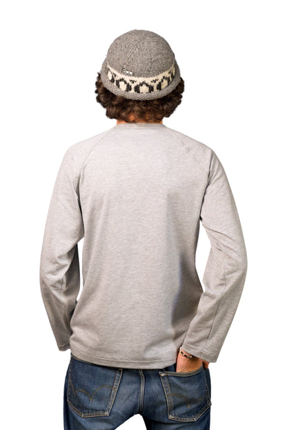 GRAY COTTON JERSEY LONG SLEEVE “RAGLAN” T-SHIRT