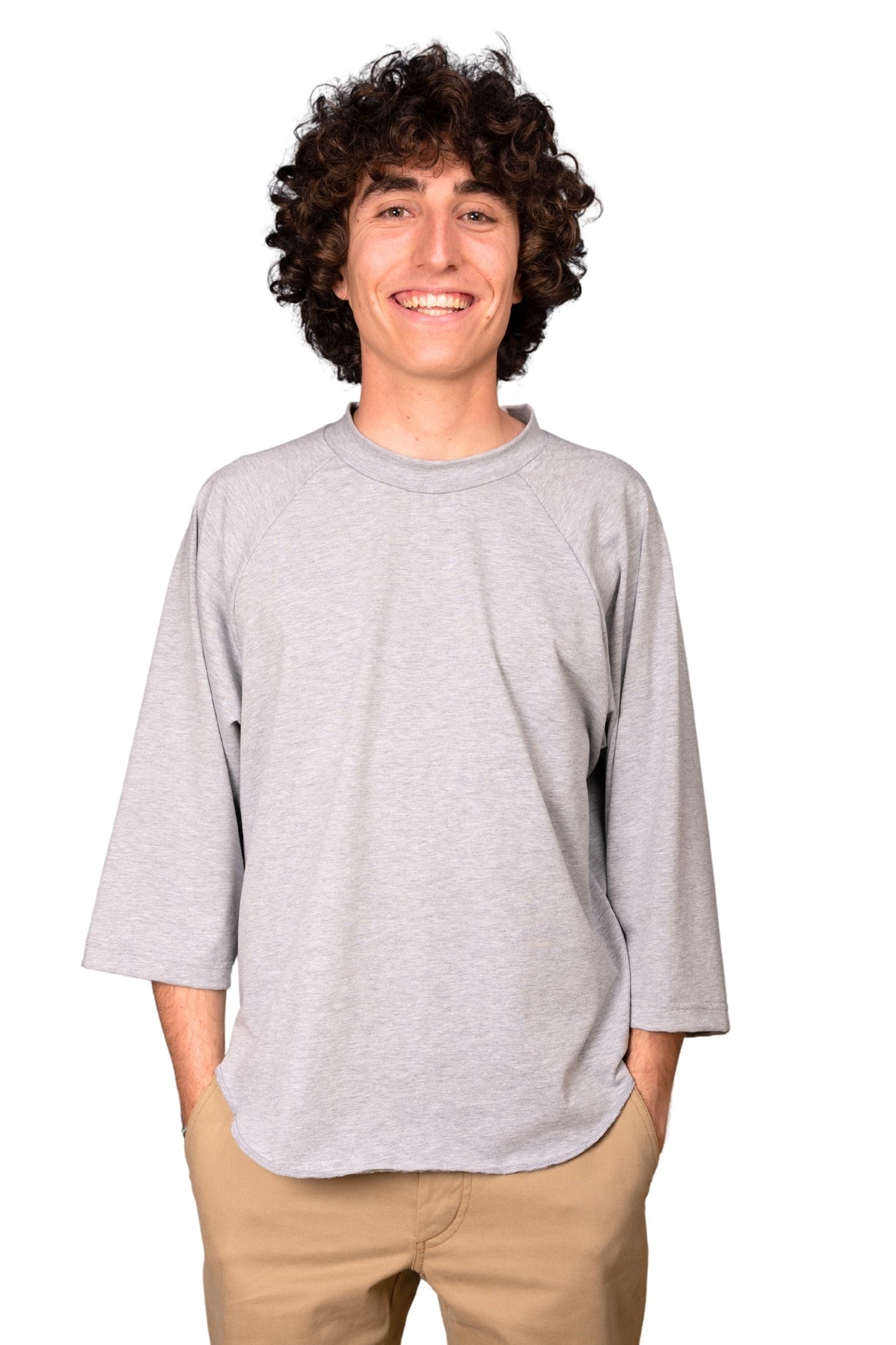 GRAY COTTON JERSEY "RAGLAN" T-SHIRT