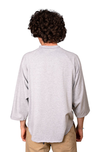 GRAY COTTON JERSEY "RAGLAN" T-SHIRT